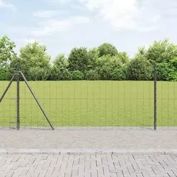 Maison Exclusive Zaun mit Pfosten Grau 0,8 x 25 m