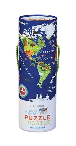 Crocodile Creek Weltkarte 200 Stück Puzzle und passende Poster