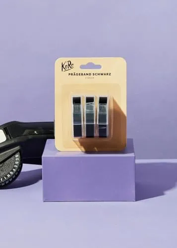KoRo - Schwarzes Prägeband für Beschriftungsgerät 9 mm x 3 m