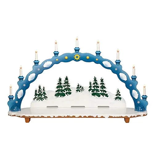 Schwibbogen für Winterkinder groß - 95 x 28 x 59cm - Weihnachtlicher Zierschmuck, handgefertigt aus dem Erzgebirge – ein einzigartiges Kunstwerk, das festliche Stimmung verbreitet.