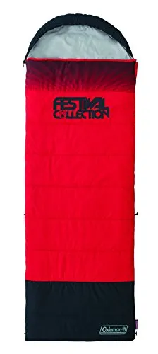 Coleman Schlafsack Festival Single, rot-grau, L - Deckenschlafsack für Erwachsene, leicht und geräumig mit einem Gewicht von nur 2,2 kg. Ideal für Herbst/Winter mit Komforttemperatur bei -3°C und wasserabweisendem Material.