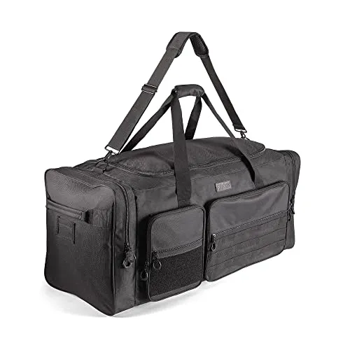 Fitdom Strapazierfähige Reisetasche mit verstellbarem Schultergurt und 7 Fächern, 130 l, extra groß, ideal für Fußball, Baseball, Basketball, Hockey, Fußball, Teamtrainer und mehr