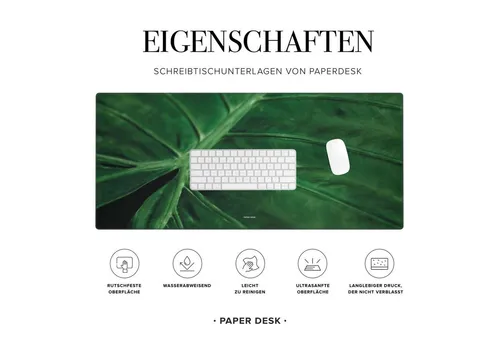 PAPER DESK Schreibtischunterlage XXL Mauspad Tischunterlage 90x40cm Desk Pad für Tastatur & Maus, (rutschfest & wasserabweisend, ultrasanfte Oberfläche – stilvolle Schreibtischmatte für Büro & Homeoffice)