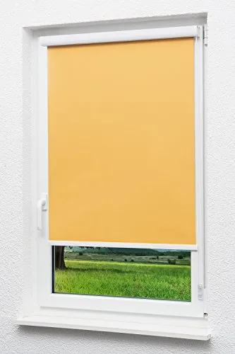 Lysel Outlet Kassettenrollo abdunkelnd Aprikose 80cm x 175cm - Rollos in orange/aprikose, blickdicht und mit starkem Wärmeschutz, ideal für Bildschirmarbeitsplätze. Selbst kürzbar und kindersicher, inkl. Montagematerial.
