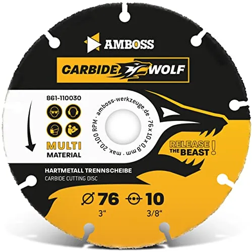 Amboss Werkzeuge Kreissägeblatt Carbide Wolf - 76 x 0.8 mm, präzise Trennscheibe für saubere Schnitte und hohe Langlebigkeit