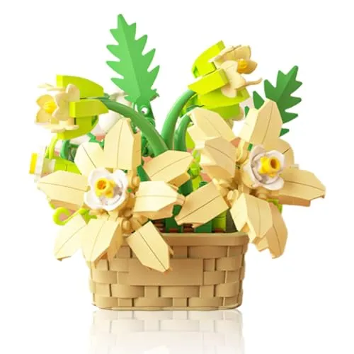 Vilbocr Mini Blumen Bauklotz Set,Blumenblöcke Spielzeug,Pflanzen und Sukkulenten Spielzeug,Bauklotz Blumentopf,Botanische Sammlung Geburtstagsgeschenk (Gänseblümchen 181Pcs)