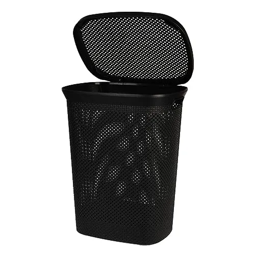 Mojawo Wäschesammler Wäschekorb Aufbewahrungsbox Wäschebox Aufbewahrungskorb Wäschetruhe Wäschesack mit Deckel Schwarz 60 Liter