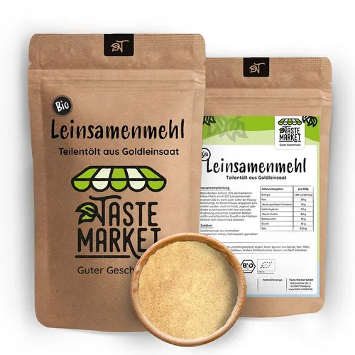 200g Bio Leinsamenmehl teilentölt Goldleinsaat kaltgepresst Taste Market