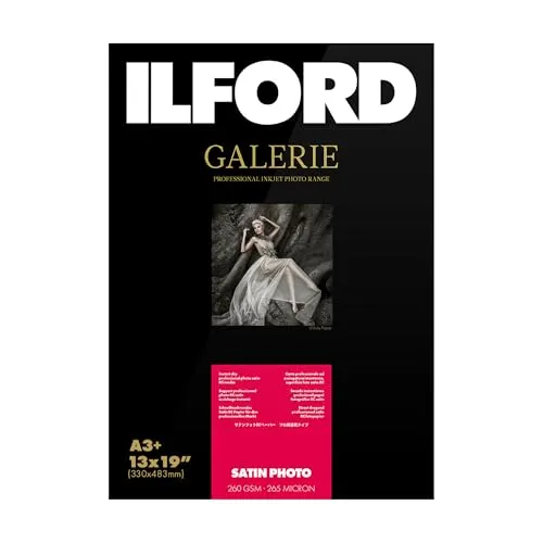 ILFORD GALERIE Satin Photo 260gsm A3+ - 25 Blatt - Hochwertiges InkJet Fotopapier für brillante Drucke, ideal für professionelle Fotografen und Künstler. Mit 260gsm, 98% Opazität und kompatibel mit gängigen Tintenstrahldruckern.