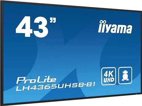 iiyama ProLite LH4365UHSB-B1 - 43 Zoll 4K Ultra-HD Monitor, 800 cd/m² Helligkeit und ideal für Digital Signage im Dauerbetrieb