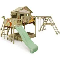 Wickey Spielturm Disney Saga – Magischer Kletterturm für unvergessliche Abenteuer - Schaukeln und Klettern für Kinder ab 3 Jahren, mit 10 Jahren Garantie und zahlreichen Spielmöglichkeiten für kreative Erlebnisse im Freien.