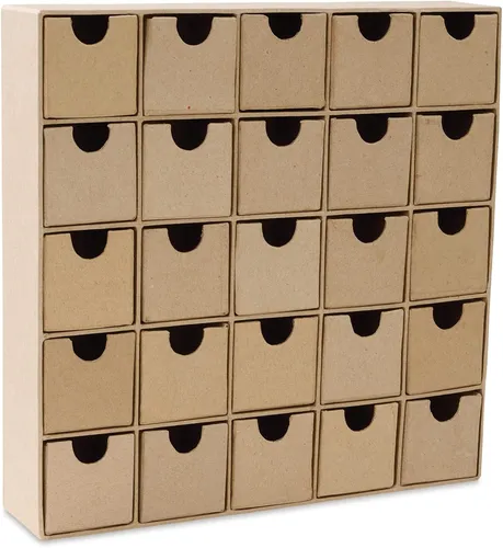 Decopatch HD018O kleines Regal mit 25 Schubladen - Nussknacker DIY Adventregal aus Pappmaché, ideal zum kreativen Verzieren und Basteln für die ganze Familie.