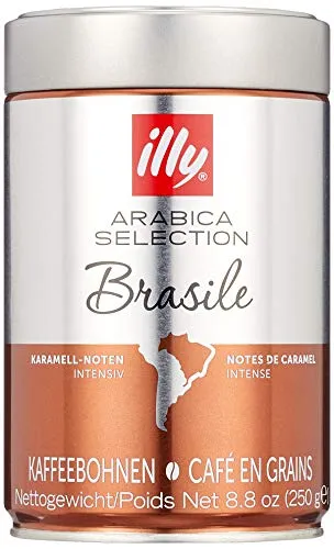 illy Kaffee, Espressobohnen der Arabica Selection aus Brasilien - Verpackung mit 2 Dosen zu je 250 g