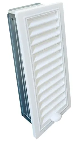 Lüftungsgitter weiss mit Einbaurahmen, EB-Maß 100 x 280 mm
