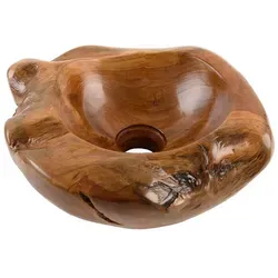 wohnfreuden Aufsatzwaschbecken Teakholz 30 cm rund von Wohnfreuden