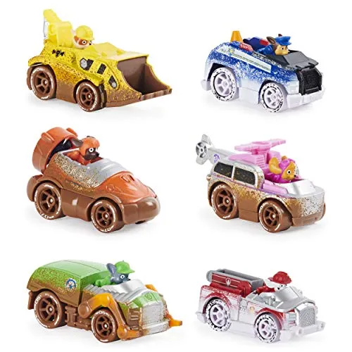 PAW Patrol 6058351 TRUE Metal Geschenkset mit sechs Metall Fahrzeugen Offroad Mud Version