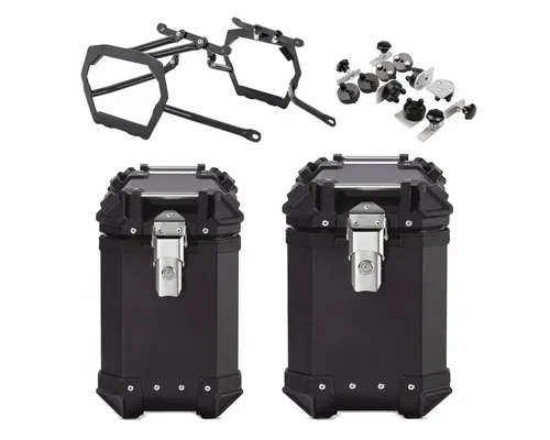 Bagtecs Kofferset Alu-Koffer für Husqvarna Norden 901 - Hochwertiges Aluminium Kofferset mit 30L und 38L Seitenkoffern für perfekten Gepäcktransport. Stabil, wasserdicht und staubdicht, ideal für Abenteuerfahrten. Inklusive Kofferträger für einfache Montage.