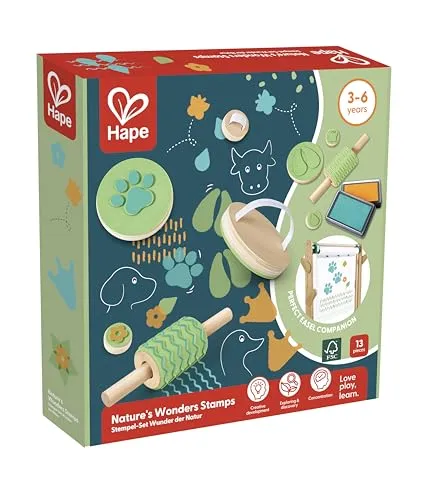 Hape Stempel-Set Wunder der Natur (E2012A) - Stempel-Set für kreative Kinder, mit liebevollen Naturmotiven – fördert die Fantasie und die Feinmotorik.