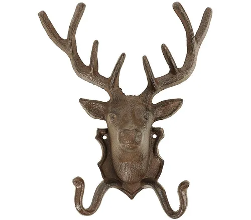 Dehner Gartenfigur Hirsch mit Haken, nostalgisch, 26 x 21.5 x 10.5 cm