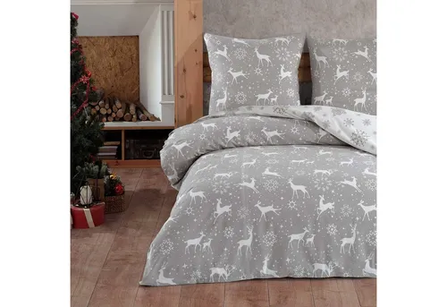 Buymax Bettwäsche, Biber, 3 teilig, 200x220 cm Flanell 100% Baumwolle Winterbettwäsche mit Reißverschluss