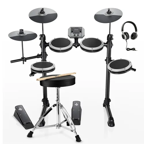 Donner DED-70 E-Drum-Set mit Hocker & Kopfhörer - Komplett-Schlagzeug für Einsteiger, batteriebetrieben und wetterbeständig. Enthält Online-Lektionen für ein schnelles Lernen und umfassendes Drum-Erlebnis.