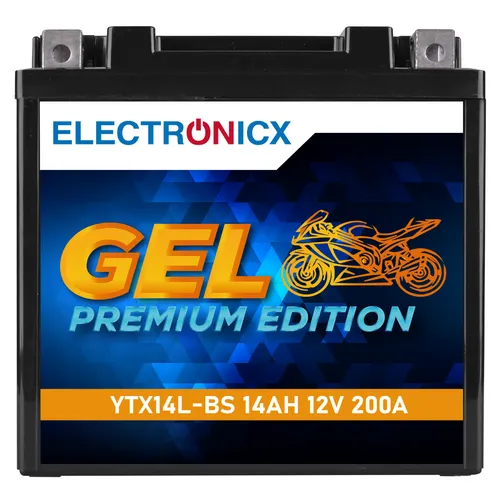 Electronicx YTX14L-BS Gel Motorradbatterie 12V 14Ah 200A/EN | HVT-03 | Wartungsf