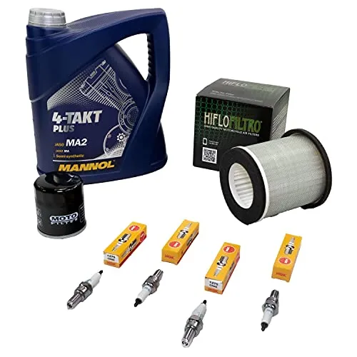 Wartungspaket Öl 4L + Luftfilter + Ölfilter + Zündkerzen für Yamaha XJ 600 XJ600 Diversion Baujahr 1992-2003