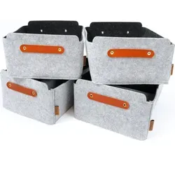 Miqio® Design Aufbewahrungsbox aus Filz mit Ledergriff - Regalkörbe aus hochwertigem Filz mit echtem Ledergriff, ideal für Ordnung in jedem Regal. Perfekte Maße für gängige Möbel und pflegeleicht. Schützen Sie Ihre Möbel und Inhalte stilvoll!
