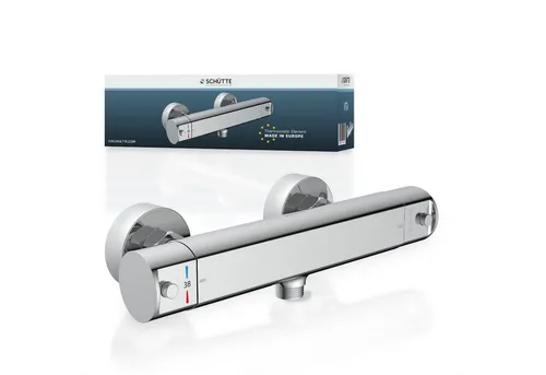 VITA Thermostat Duscharmatur, Chrom - Sicherheit und Komfort - Moderne Duscharmatur mit Kühlkanal für angenehme Berührungen. Mit wassersparender Eco-Stopp-Funktion und werkseitiger Temperatursperre bei 38° für mehr Sicherheit. Ideal für jeden Haushalt.