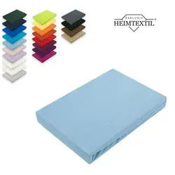 EXKLUSIV HEIMTEXTIL Marke Jersey Spannbettlaken 140 x 200 cm Hellblau 100% Baumwolle Öko - Tex Zertifiziert Bed-Sheet Bettlaken Spannbetttuch Topper