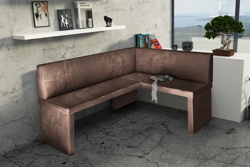 Eckbank Bank Küchenbank 168 x 128 cm  -ROBIN L -Vintage Braun