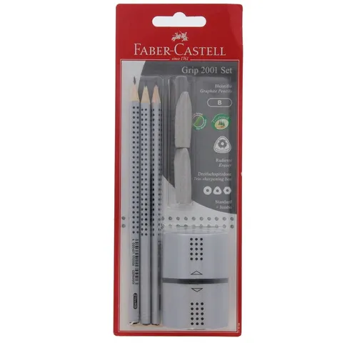 Faber-Castell Bleistift GRIP 2001 - Schreib-Set - silber