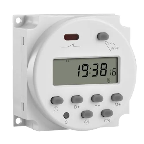 Heschen Digitale Zeitschaltuhr 24V DC, CN101A Programmierbares Zeitrelais 16A (SPST), LCD Einbau-Timer mit 28 ON/Off Programmen, für Schalttafel/Solar/Camper