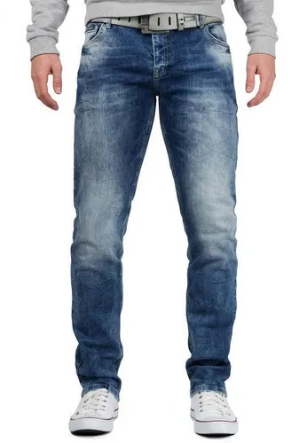 Cipo & Baxx Slim-fit-Jeans Herren BA-CD533 Dark Blue W32/L34 - Moderne Herren Jeans im Slim-Fit Schnitt mit lässiger Stonewashed Waschung für vielseitige Styles. Ideal für jeden Anlass und bequem im Tragekomfort.