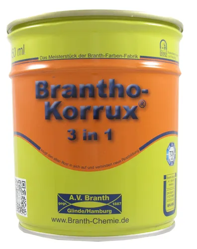 Brantho Korrux 3 in 1 anthrazitgrau 750ml RAL 7016 - Metallschutzlack in anthrazitgrau RAL 7016, schnelltrocknend und ideal für Innen- und Außenanwendungen. Perfekt für den Schutz von Metalloberflächen.