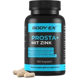 Body Ex® Prosta+, 180 Kapseln, hochdosiert mit Sägepalmenextrakt (600mg), Kürbiskernextrakt (400mg) & Zink, vegan