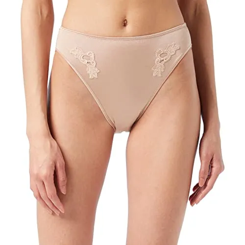 Chantelle DE Damen Panties Hedona, Braun (Cafe Latte 12), 44 - Funktionsunterwäsche mit glättendem Effekt für Bauch, Taille, Hüfte und Gesäß. Hoher Komfort dank weichem, blickdichten Gewebe und edlen Guipure-Stickereien.