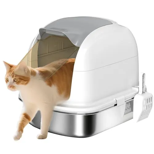 PawHut Edelstahl Katzenklo mit Deckel