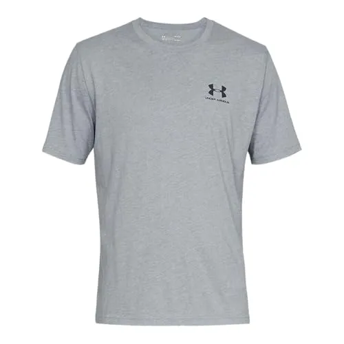 Under Armour Sportstyle Left Chest S/S Funktionsshirt - Grau, Gr. S - T-Shirt für Sport und Freizeit, grau, Größe S - Regular; ideal für Workout; atmungsaktives Material aus 60% Baumwolle und 40% Polyester.