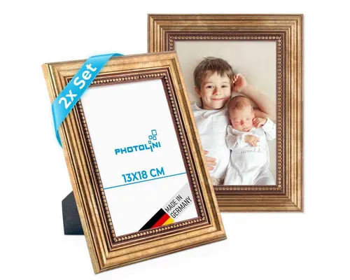 PHOTOLINI Bilderrahmen 2er Set Massivholz-Rahmen im edlen Barock-Design