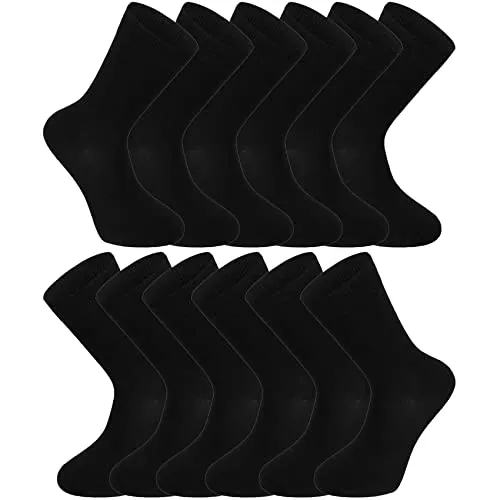 Socken Herren und Damen 12-Paar Pack, Komfort Business Socken - Herrensocken, atmungsaktive Baumwollsocken in Schwarz, Grau und Blau, ideal für den täglichen Komfort und vielseitig kombinierbar.