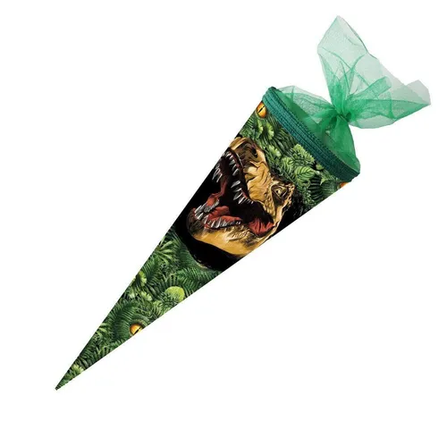 Nestler Schultüte Dino Dschungel, 50 cm rund, Tüll in grün von Nestler