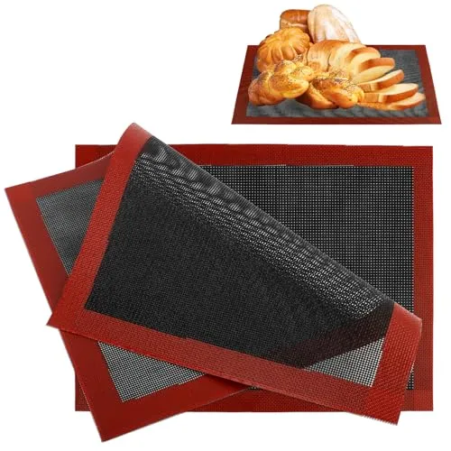Stück Silikonmatte Backen, 40x30cm Backmatte Silikon Backofen, Wiederverwendbar Rutschfestes Backunterlage, Antihaft Dauerbackmatte,Baking Mat Dauerbackmatte,Silikonbackmatte für Backofen,Mikrowelle 2