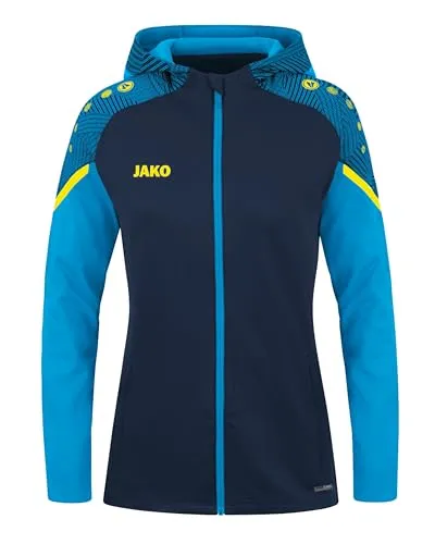 JAKO Damen Kapuzenjacke Performance, Marine/Jako-Blau, 38 - Funktionsjacke aus 100% recyceltem Polyester mit praktischen Reißverschlusstaschen, ideal für umweltbewusste Sportlerinnen.
