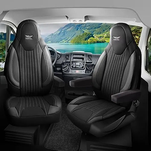 RC Royal Class Sitzbezug Schonbezug Campingbus Wohnmobil Caravan Camper Schwarz Grau Pilot 6.1, Schonbezüge für Autositze Vorne, Innenausstattung sitze