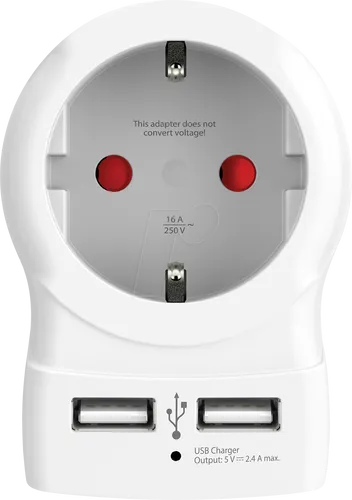 SKROSS 1500282 - Zwischensteckdose mit USB, ideal für Home Office - Steckdosen & Zubehör - Praktische Steckdosenerweiterung für Europa mit 2 USB-Anschlüssen, perfekt für gleichzeitiges Laden von Laptop, Smartphone und Tablet.