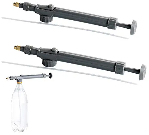 Royal Gardineer Drucksprüher: 2er Pack Universal-Druck-Sprühaufsatz aus Metall für PET-Flaschen (Sprühflasche Pumpe, Unkraut Giftspritze Flasche Pumpe, Bewässerung)