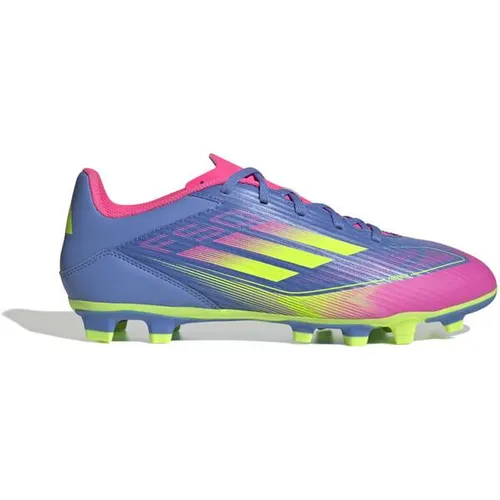 adidas Men's F50 Club FG/MG Fußballschuh - Blue Fusion/Lucid Lemon/Lucid Pink, Größe 43 1/3 - Fußballschuhe mit regulärer Passform und schnürbaren Fiberskin-Obermaterial für optimalen Halt und Komfort auf dem Platz.