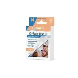 Lifemed Pflaster-Strips Box halbtransparent | 40 Stück in Metalldose | Allround Pflaster Wasser- und schmutzabweisend