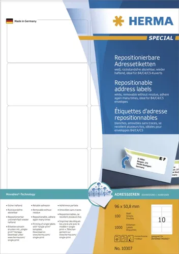 HERMA Adressetiketten A4 1000 St. von HERMA